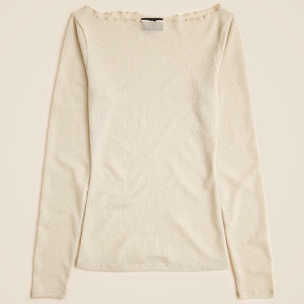 J. Crew Sheer Metallic Boatneck Top